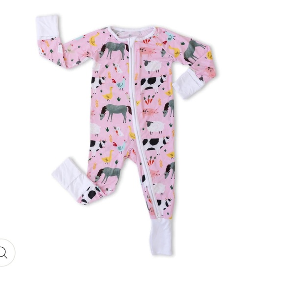Little Sleepies Pajamas Little Sleepies Pink Farm Animals Zippy